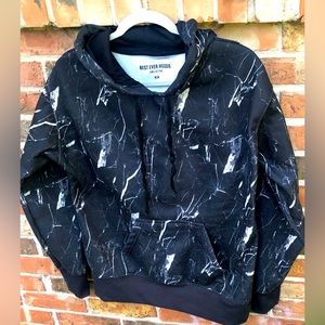 Best Ever Hoodie SWS Active. Black With White Marble Pattern. Men’s Medium